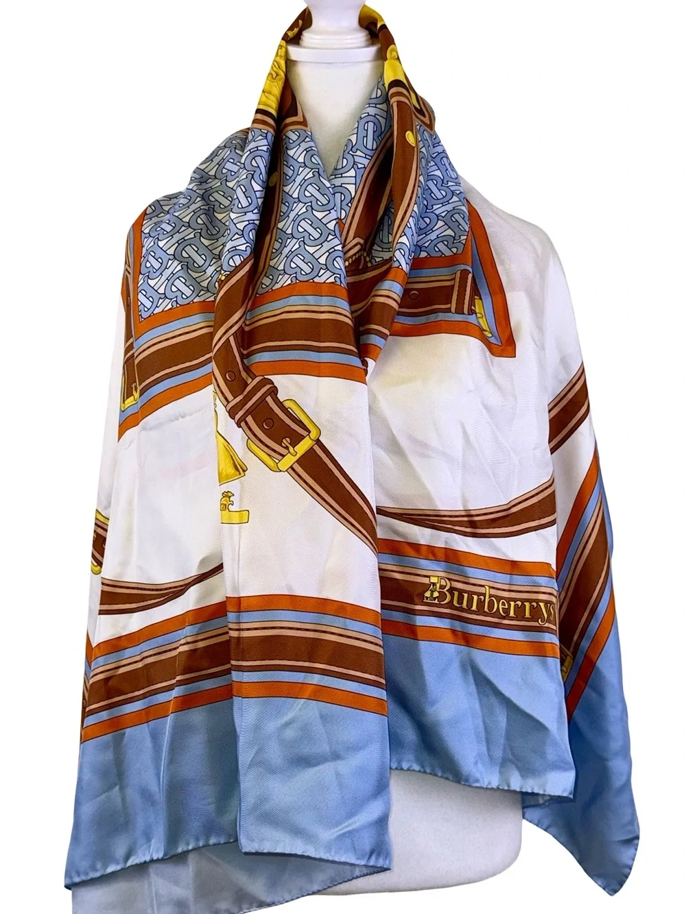 BURBERRY LARGE MULTI-COLOR SILK SCARF
